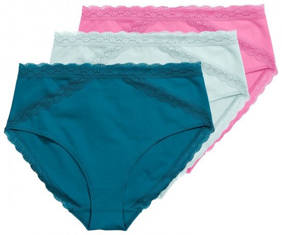 Ulla Popken 848803 Slips mit Spitze 3er-Pack Petrol - Slips - 