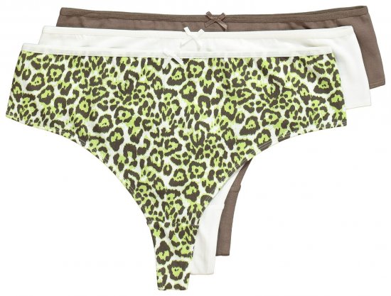 Ulla Popken 848826 Strings mit Animal-Print 3er-Pack Taupe - Slips - 