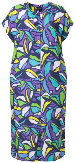 Ulla Popken 848980 Geblümtes Hemdblusenkleid Flieder - Midikleider - Midikleider für Damen in großen Größen