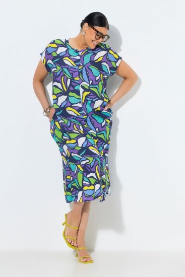 Ulla Popken 848980 Geblümtes Hemdblusenkleid Flieder - Midikleider - Midikleider für Damen in großen Größen