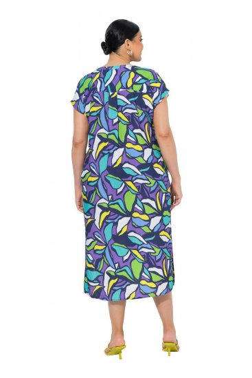 Ulla Popken 848980 Geblümtes Hemdblusenkleid Flieder - Midikleider - Midikleider für Damen in großen Größen