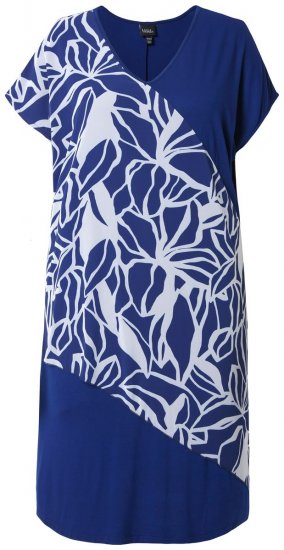 Ulla Popken 849033 Kurzärmliges Chiffonkleid mit V-Ausschnitt Dunkelblau - Kleider - Kleider für alle Größen