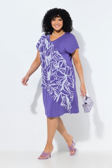 Ulla Popken 849033 Gemustertes Chiffonkleid Flieder - Kleider - Kleider für alle Größen