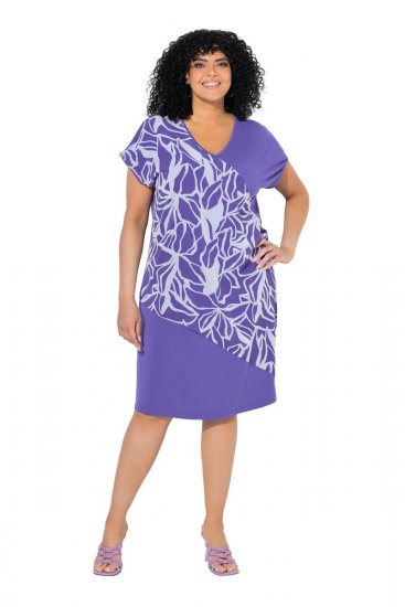 Ulla Popken 849033 Gemustertes Chiffonkleid Flieder - Kleider - Kleider für alle Größen