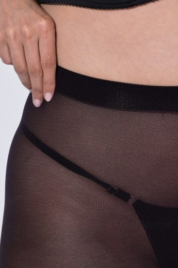 Ulla Popken 849049 Gestreifte Strumpfhose 40 den Schwarz - Strumpfhosen & Socken - 