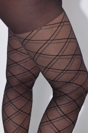 Ulla Popken 849049 Gestreifte Strumpfhose 40 den Schwarz - Strumpfhosen & Socken - 