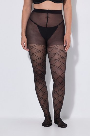 Ulla Popken 849049 Gestreifte Strumpfhose 40 den Schwarz - Strumpfhosen & Socken - 