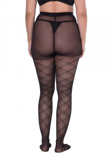 Ulla Popken 849049 Gestreifte Strumpfhose 40 den Schwarz - Strumpfhosen & Socken - 