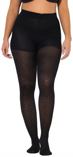 Ulla Popken 849050 Karierte Strumpfhose Schwarz - Strumpfhosen & Socken - 
