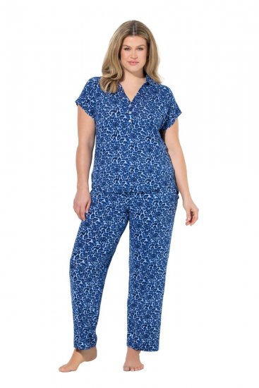 Ulla Popken 849144 Pyjama mit Animal-Print Dunkelblau - Pyjama/Loungewear - 