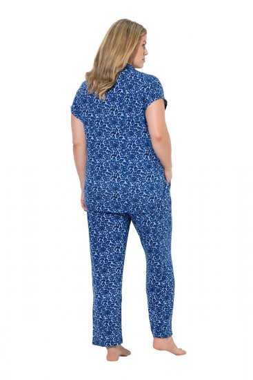 Ulla Popken 849144 Pyjama mit Animal-Print Dunkelblau - Pyjama/Loungewear - 