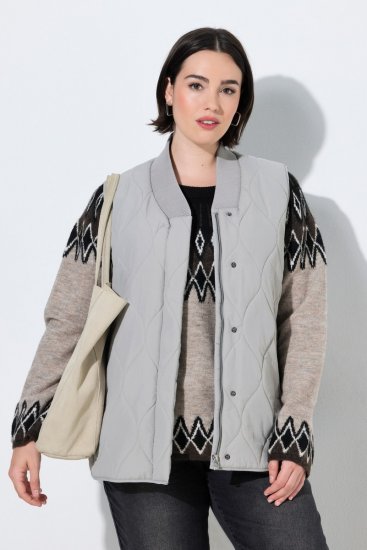 Ulla Popken 849221 Steppweste mit Rippkragen Grau - Westen - 