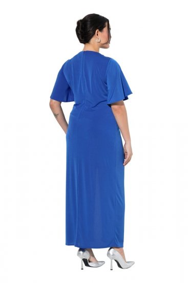 Ulla Popken 849530 Gemustertes Abendkleid mit Strasssteinen Königsblau - Abendkleider - Abendkleider in großen Größen