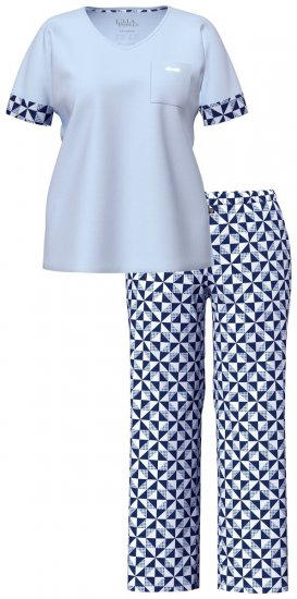 Ulla Popken 849850 Pyjama mit Karomuster Hellblau - Pyjama/Loungewear - 