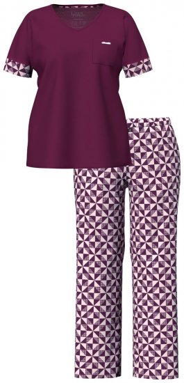 Ulla Popken 849850 Pyjama mit Karomuster Beerenrot - Pyjama/Loungewear - 