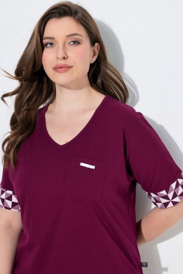 Ulla Popken 849850 Pyjama mit Karomuster Beerenrot - Pyjama/Loungewear - 