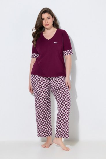 Ulla Popken 849850 Pyjama mit Karomuster Beerenrot - Pyjama/Loungewear - 