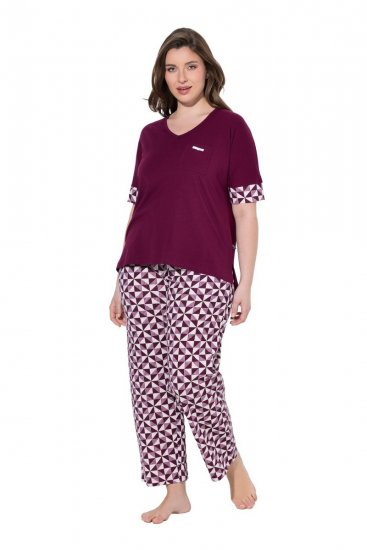 Ulla Popken 849850 Pyjama mit Karomuster Beerenrot - Pyjama/Loungewear - 