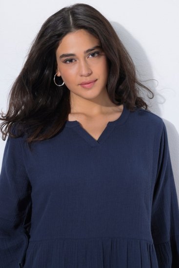 Ulla Popken 849856 Kleid mit Volants Dunkelblau - Midikleider - Midikleider für Damen in großen Größen