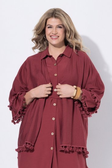 Ulla Popken 849860 Kimono Rostrot - Strickjacken - Damen-Cardigans in großen Größen