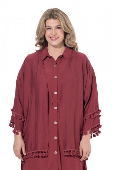Ulla Popken 849860 Kimono Rostrot - Strickjacken - Damen-Cardigans in großen Größen
