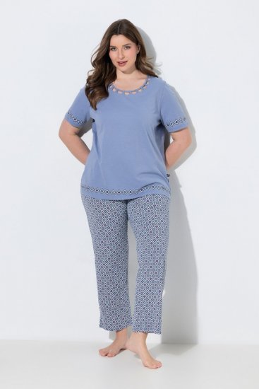 Ulla Popken 850045 Pyjama mit kurzen Ärmeln Hellblau - Pyjama/Loungewear - 