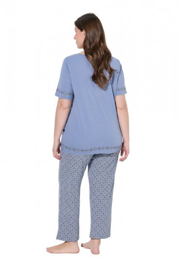 Ulla Popken 850045 Pyjama mit kurzen Ärmeln Hellblau - Pyjama/Loungewear - 