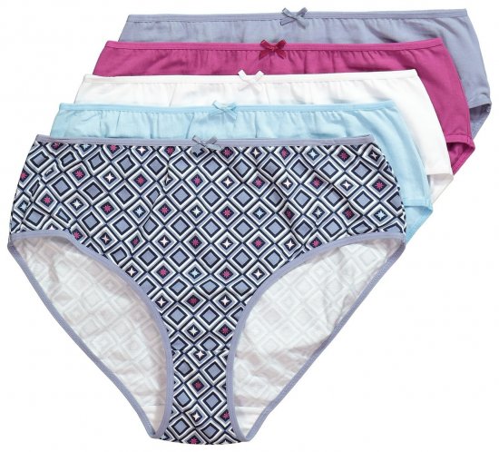 Ulla Popken 850077 Gemusterte Slips 5er-Pack Hellblau - Slips - 