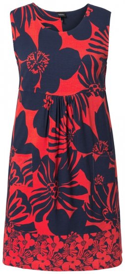 Ulla Popken 850175 Gemustertes Jerseykleid Koralle - Jerseykleider - 