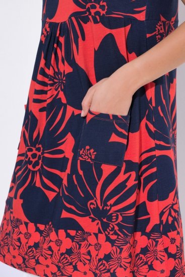 Ulla Popken 850175 Gemustertes Jerseykleid Koralle - Jerseykleider - 