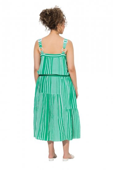 Ulla Popken 850197 Gestreiftes Kleid mit Volants Grün - Sommerkleider - Sommerkleider in großen Größen