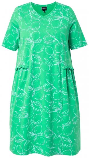 Ulla Popken 850204 Kurzärmliges Jerseykleid mit V-Ausschnitt Grün - Jerseykleider - 