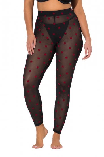 Ulla Popken 850264 Gemusterte Strumpfleggings Schwarz - Strumpfhosen & Socken - 
