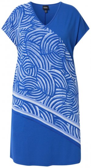 Ulla Popken 850389 Gemustertes Chiffonkleid Blau - Kleider - Kleider für alle Größen