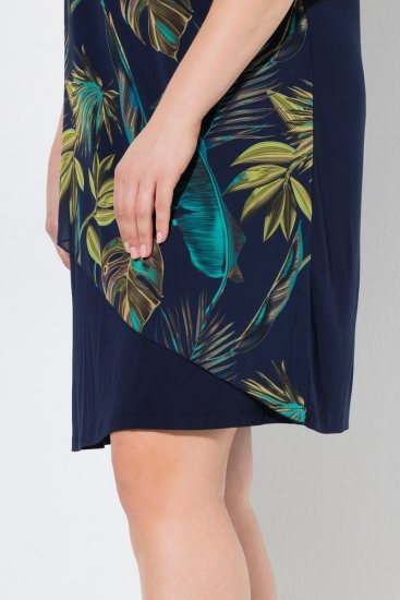 Ulla Popken 850393 Gemustertes Chiffonkleid Dunkelblau - Sommerkleider - Sommerkleider in großen Größen