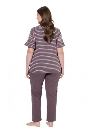 Ulla Popken 850403 Pyjama mit Blumenmuster Braun - Pyjama/Loungewear - 