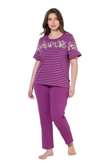 Ulla Popken 850403 Pyjama mit Blumenmuster Violett - Pyjama/Loungewear - 