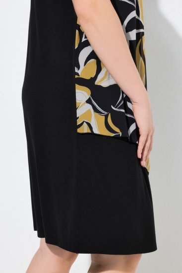Ulla Popken 850406 Gemustertes Chiffonkleid Schwarz - Kleider - Kleider für alle Größen
