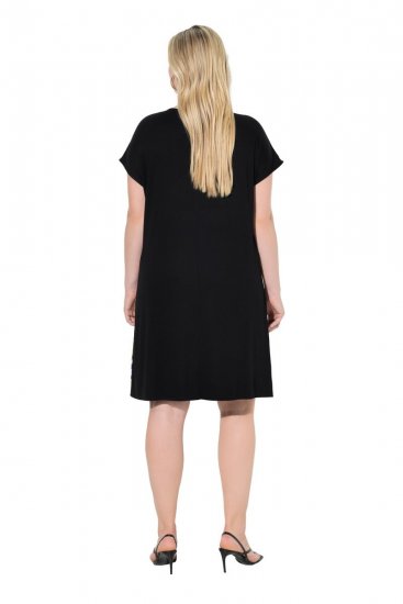 Ulla Popken 850406 Gemustertes Chiffonkleid Schwarz - Kleider - Kleider für alle Größen