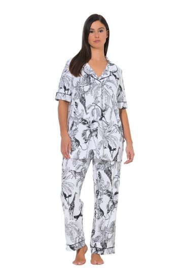 Ulla Popken 850441 Pyjama mit Muster Wollweiß - Pyjama/Loungewear - 