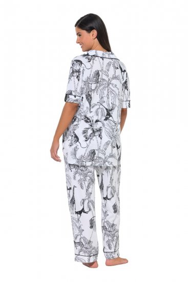 Ulla Popken 850441 Pyjama mit Muster Wollweiß - Pyjama/Loungewear - 