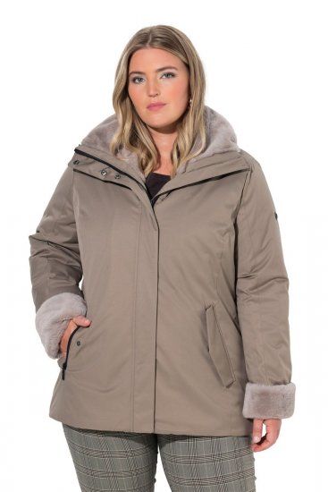 Ulla Popken 850509 Kunstfelljacke Taupe - Jacken - Damenjacken in großen Größen