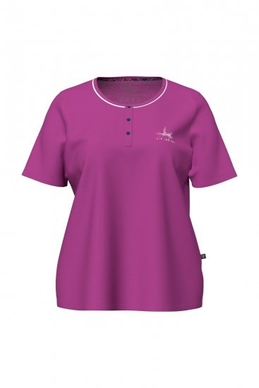 Ulla Popken 850864 3-teiliges Pyjama-Set mit Karomuster Violett - Pyjama/Loungewear - 