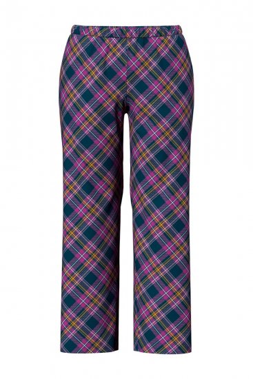 Ulla Popken 850864 3-teiliges Pyjama-Set mit Karomuster Violett - Pyjama/Loungewear - 