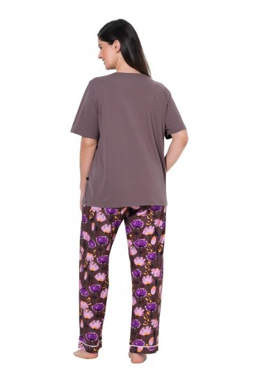 Ulla Popken 850903 Pyjama mit Blumenmuster 2er-Pack Braun - Pyjama/Loungewear - 