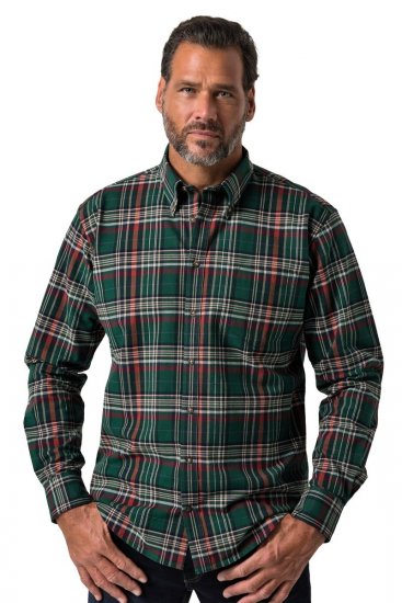 JP1880 850923 Kariertes Langarmhemd Waldgrün TALL - TALL hemden - TALL Hemden mit Extralänge