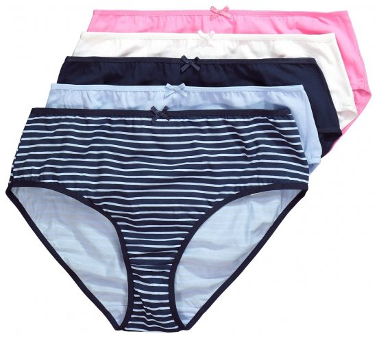 Ulla Popken 850966 Gestreifte Slips 5er-Pack Dunkelblau - Slips - 