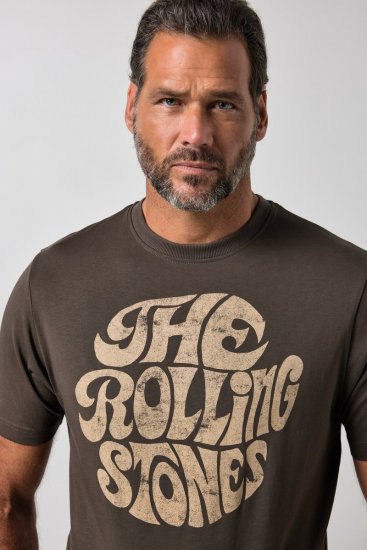 JP1880 851001 Rolling Stones Retro Logo T-Shirt Haselnuss - Band-T-shirts - Band T-Shirts in großen Größen