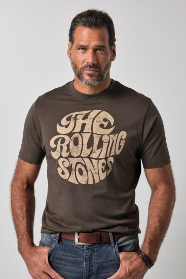 JP1880 851001 Rolling Stones Retro Logo T-Shirt Haselnuss - Band-T-shirts - Band T-Shirts in großen Größen