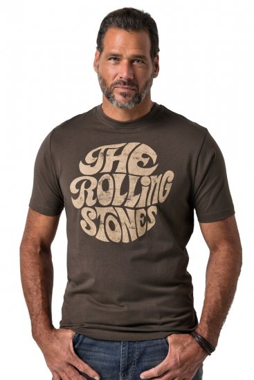 JP1880 851001 Rolling Stones Retro Logo T-Shirt Haselnuss - Band-T-shirts - Band T-Shirts in großen Größen